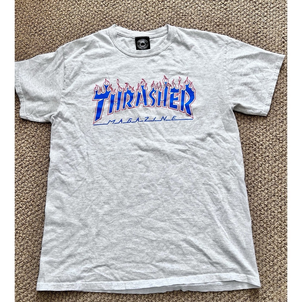 Thrasher Magazine Shirt‎ Adult Gray Short Sleeve Skateboarding